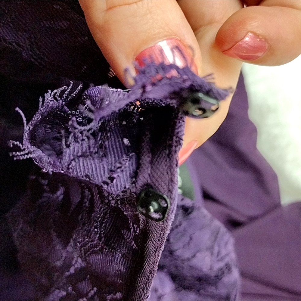 Xscape Purple Lace Cocktail Dress - Picture 12 of 13